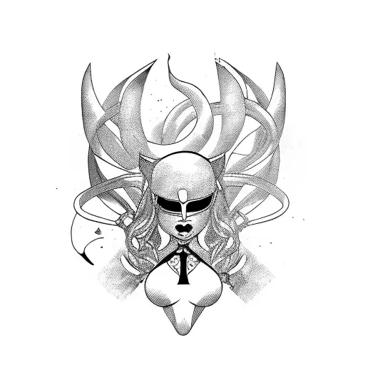 BDSM scene with a latex-clad dominatrix surrounded by whip-wielding owls tattoo design idea