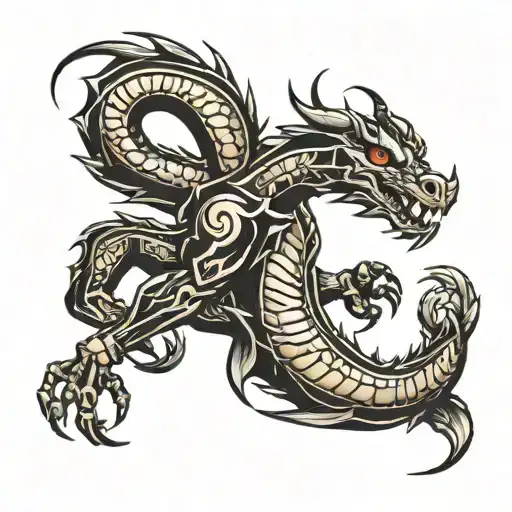 mortal kombat dragon with 2 hands near  tattoo design idea