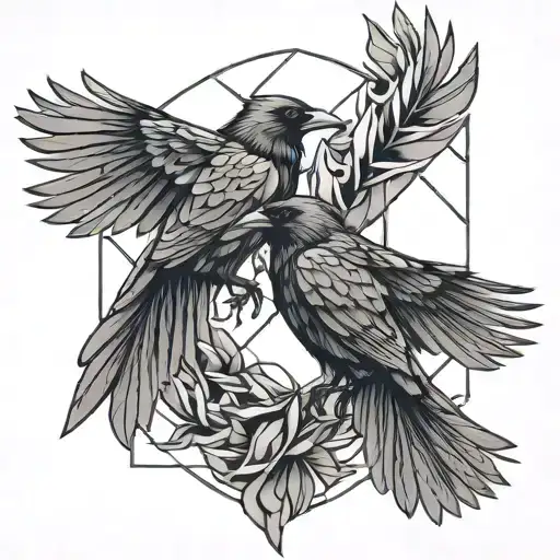 two crows intertwined in graceful flight tattoo design idea