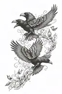 two crows intertwined in graceful flight tattoo design idea