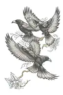 two crows intertwined in graceful flight tattoo design idea