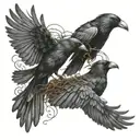 two crows intertwined in graceful flight tattoo design idea