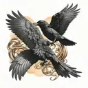 two crows intertwined in graceful flight tattoo design idea