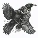 two crows intertwined in graceful flight tattoo design idea