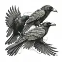 two crows intertwined in graceful flight tattoo design idea