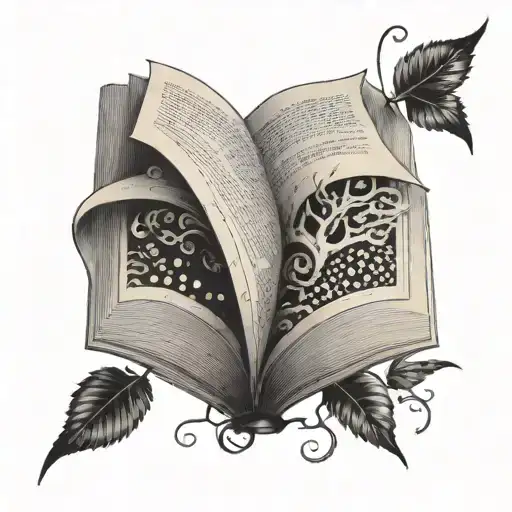 open book fantasy tattoo design idea