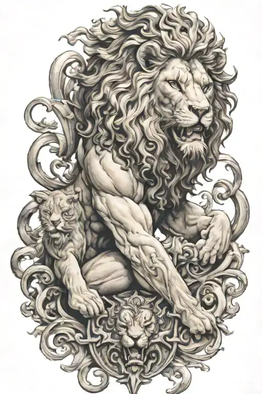 Hercules kills Nemean Lion tattoo design idea