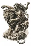 Hercules killing Nemean Lion tattoo design idea