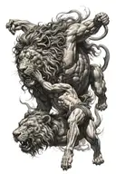 Hercules killing Nemean Lion tattoo design idea