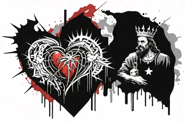 sacred heart, immaculate heart, most chaste heart tattoo design idea
