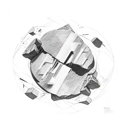 Abstract depiction of the eternal struggle of Sisyphus tattoo design idea