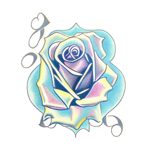 Rose with nametag Angelica tattoo design idea
