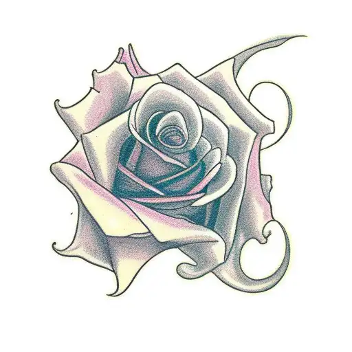 Rose with name Angelica tattoo design idea