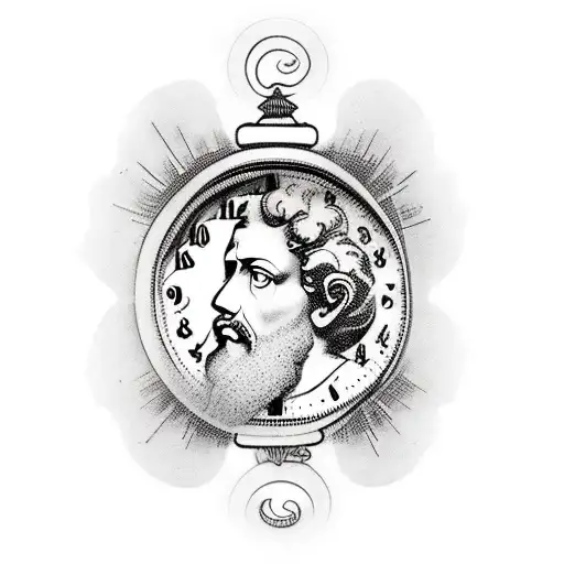 marcus Aurelius with clock  tattoo design idea