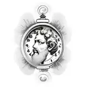 marcus Aurelius with clock  tattoo design idea