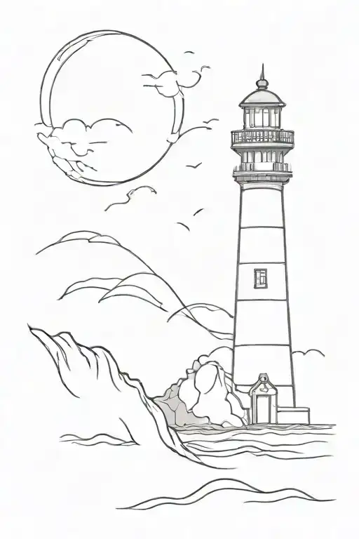 lighthouse in the sea tattoo design idea