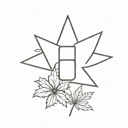 letter H with flower, maple leaf, and microbiology  tattoo design idea