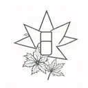letter H with flower, maple leaf, and microbiology  tattoo design idea