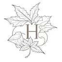 letter H with flower, maple leaf, and microbiology  tattoo design idea