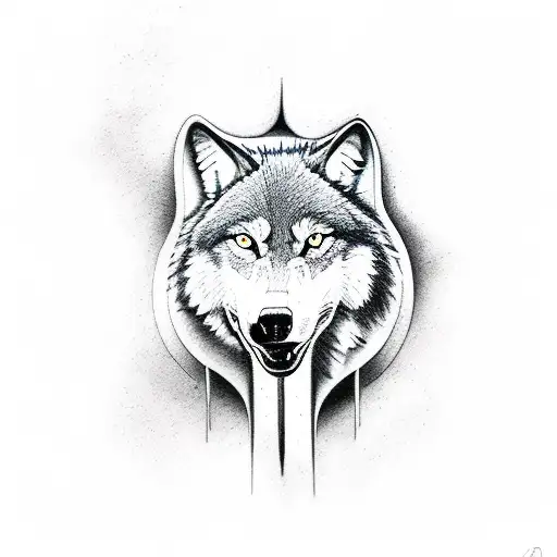 A minimalist black-grey tattoo of a howling wolf with the word 'member' incorporated into the design. tattoo design idea