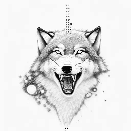 A minimalist black-grey tattoo of a howling wolf with the word 'member' incorporated into the design. tattoo design idea
