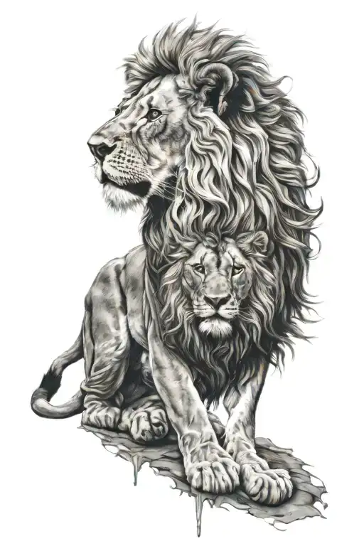lion if Judah + cross tattoo design idea