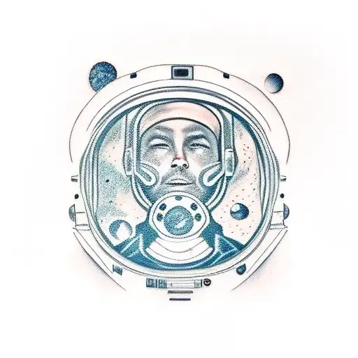 Astronaut floating in space tattoo design idea