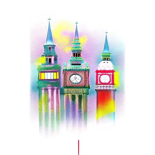 Big Ben and Galata Tower tattoo design idea