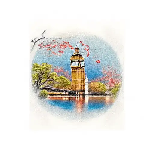 Big Ben and Galata Tower tattoo design idea
