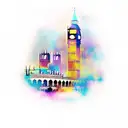 Big Ben and Galata Tower tattoo design idea