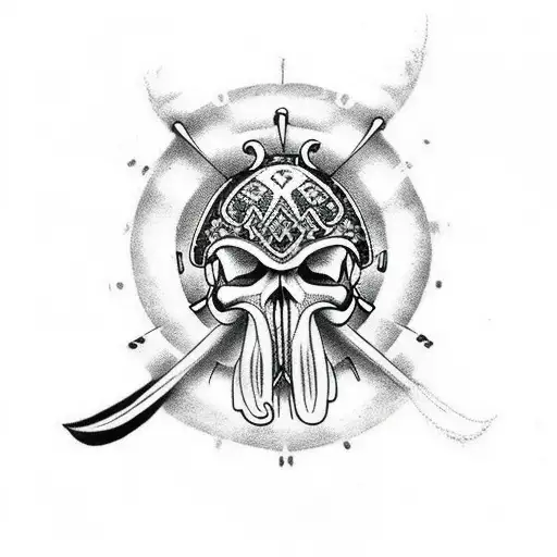 viking skull  tattoo design idea