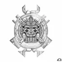 maya calendar with aztec leaders full sleeve tattoo design idea