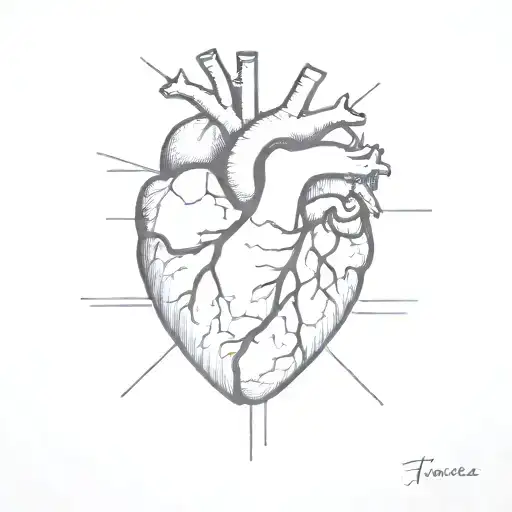 anatomical heart of stone and flesh tattoo design idea