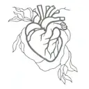anatomical heart of stone and flesh tattoo design idea