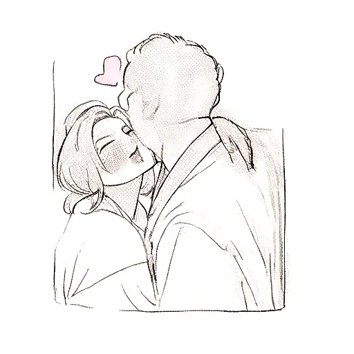 a man kissing a woman tattoo design idea