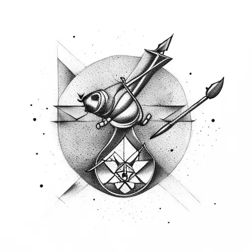 abstract arrow involving lady justice, greenland, ladybug and a lark tattoo design idea