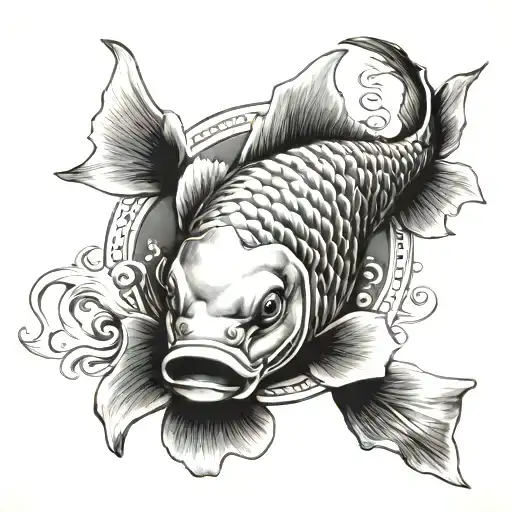 ENZO WITH KOI carps swimming in circle tattoo design idea