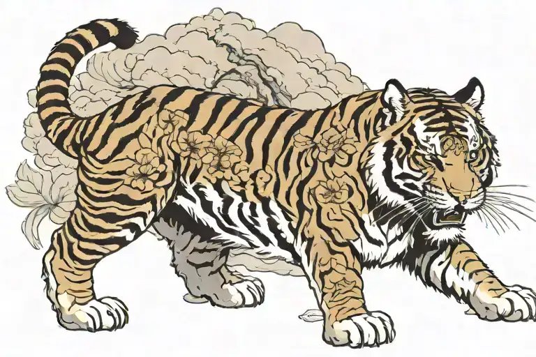 blind Japanese tiger, endowed with strength, wisdom and courage but also with a dark soul tattoo design idea