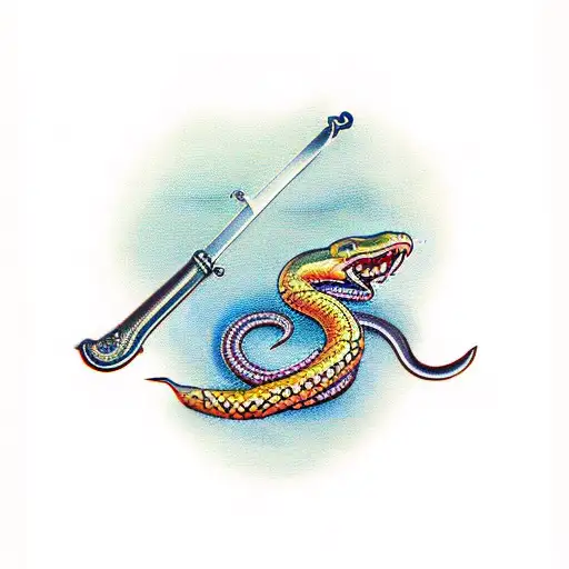 sword with snake tattoo design idea