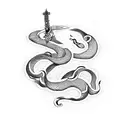 sword with snake around  tattoo design idea