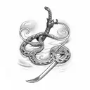 sword with snake around  tattoo design idea