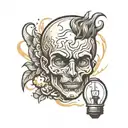man dealing with anxiety, emotional and mental health, inside of a lightbulb  tattoo design idea
