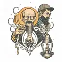 man dealing with anxiety, emotional and mental health, inside of a lightbulb  tattoo design idea