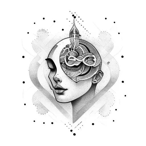 overthinking balance heart and mind tattoo design idea