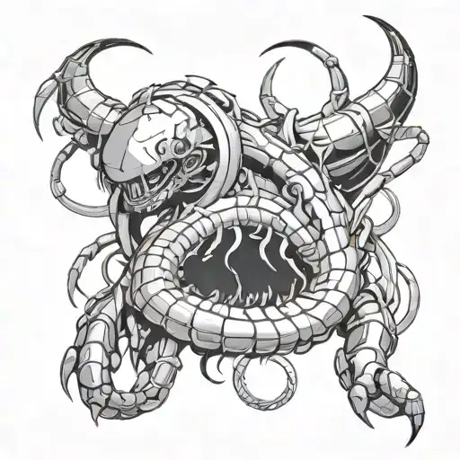 cyberpunk anime girl centipede cyber sigilism tattoo design idea