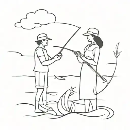 aunt and nephew fishing tattoo design idea