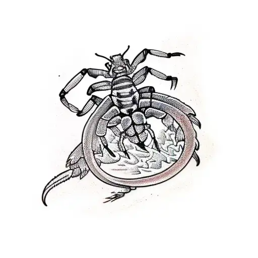 a scorpion carrying an aquarium tattoo design idea