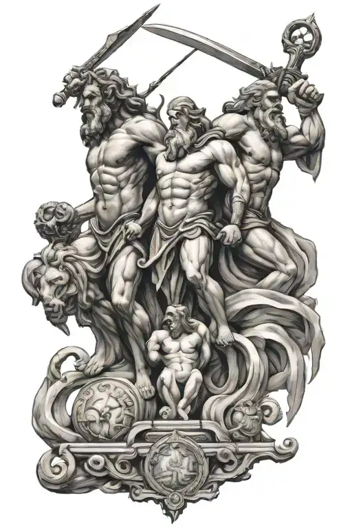 zeus y poseidon tattoo design idea
