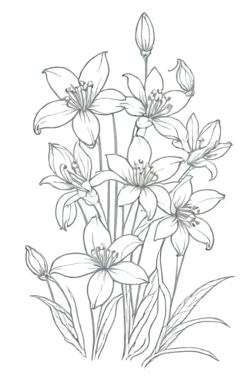A Bouquet Of Snowdrop Flower and Cosmos Flower Bouquet" Tattoo Design tattoo design idea