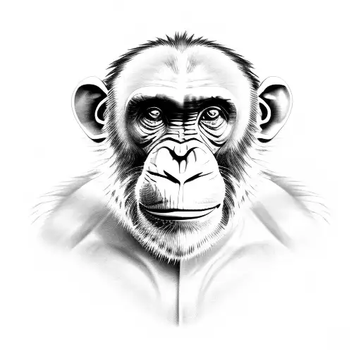 number 19, realistic chimp, jungle tattoo design idea